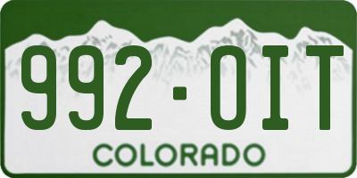 CO license plate 992OIT