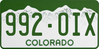 CO license plate 992OIX