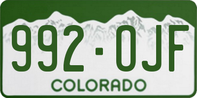 CO license plate 992OJF