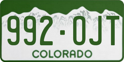 CO license plate 992OJT