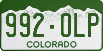 CO license plate 992OLP