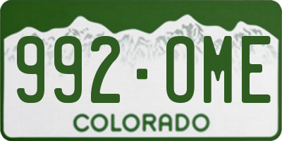 CO license plate 992OME