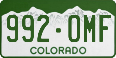 CO license plate 992OMF