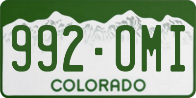 CO license plate 992OMI