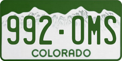 CO license plate 992OMS