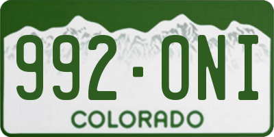 CO license plate 992ONI