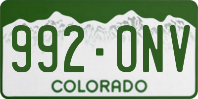 CO license plate 992ONV