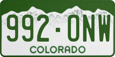 CO license plate 992ONW