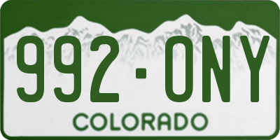 CO license plate 992ONY
