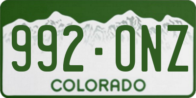CO license plate 992ONZ