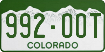 CO license plate 992OOT