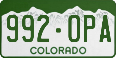 CO license plate 992OPA