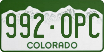 CO license plate 992OPC