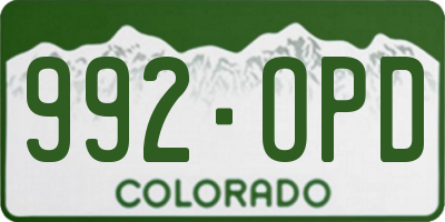 CO license plate 992OPD
