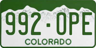 CO license plate 992OPE