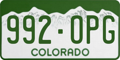 CO license plate 992OPG