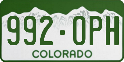CO license plate 992OPH
