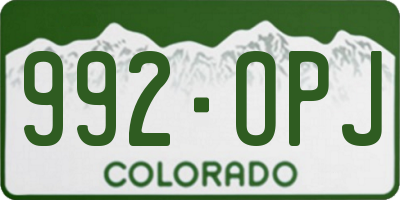 CO license plate 992OPJ