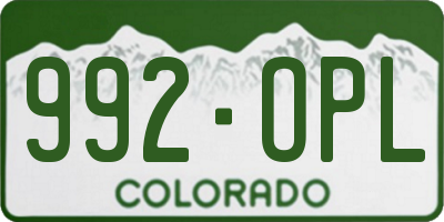 CO license plate 992OPL