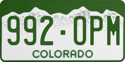 CO license plate 992OPM