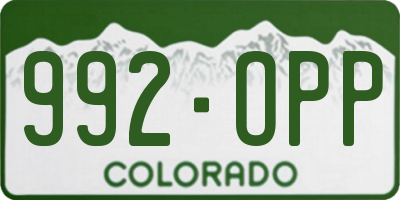 CO license plate 992OPP
