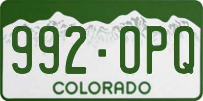 CO license plate 992OPQ