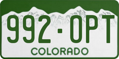 CO license plate 992OPT