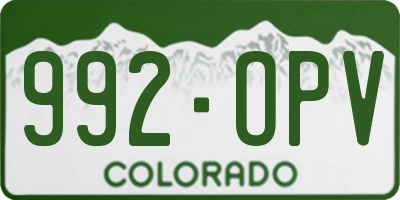 CO license plate 992OPV