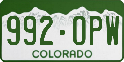 CO license plate 992OPW
