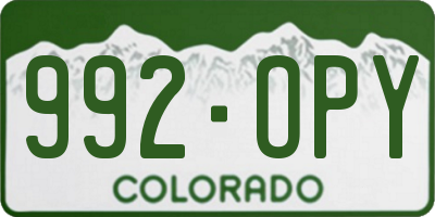 CO license plate 992OPY