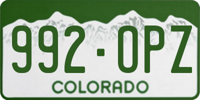 CO license plate 992OPZ