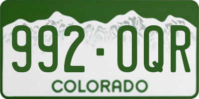 CO license plate 992OQR