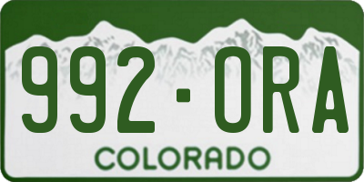 CO license plate 992ORA