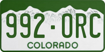 CO license plate 992ORC