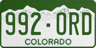 CO license plate 992ORD