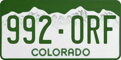 CO license plate 992ORF