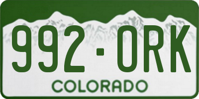 CO license plate 992ORK
