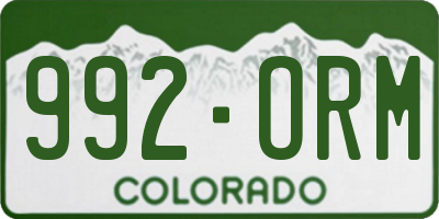 CO license plate 992ORM