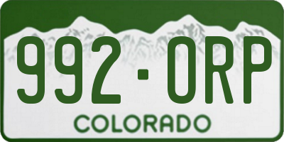 CO license plate 992ORP