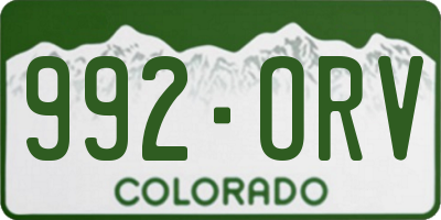 CO license plate 992ORV
