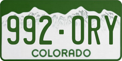 CO license plate 992ORY
