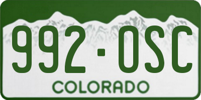 CO license plate 992OSC