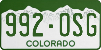 CO license plate 992OSG