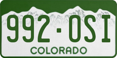 CO license plate 992OSI