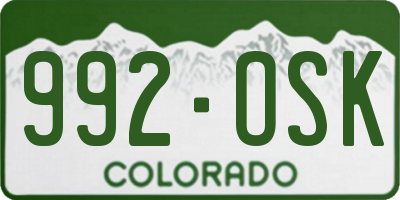 CO license plate 992OSK
