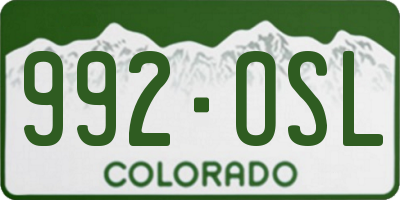 CO license plate 992OSL