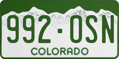 CO license plate 992OSN