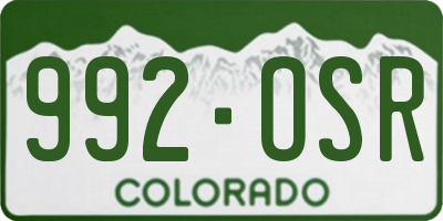 CO license plate 992OSR