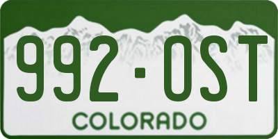 CO license plate 992OST