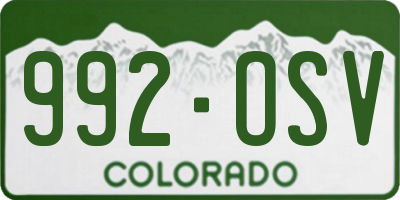 CO license plate 992OSV